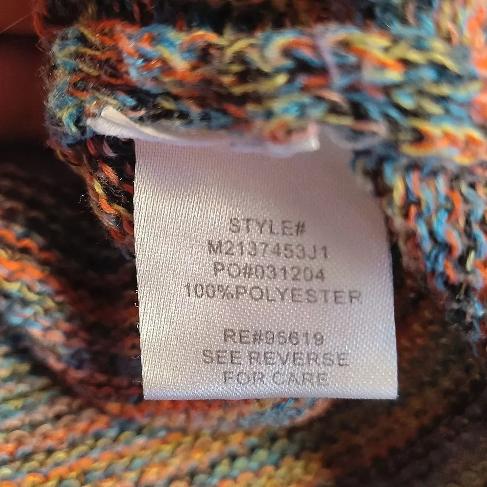 VTG JohnPaulRichard Colorful Elbow Sleeve Crochet‎ Knit Sweater Large